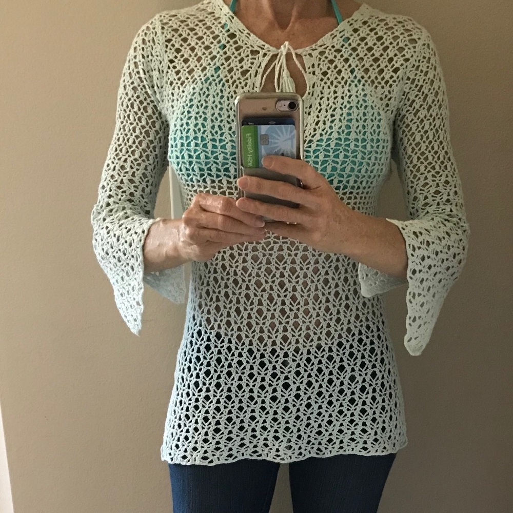 Aqua macramé tunic/cover up